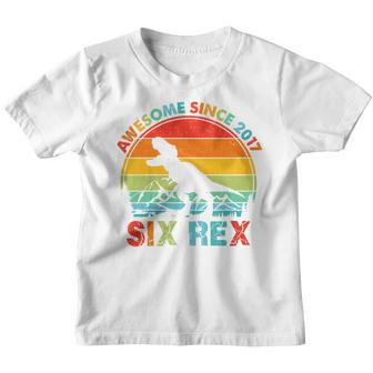 Kids 6Th Birthday Gift Boy 6 Year Old Dinosaur Awesome Since 2017 Youth T-shirt - Thegiftio UK