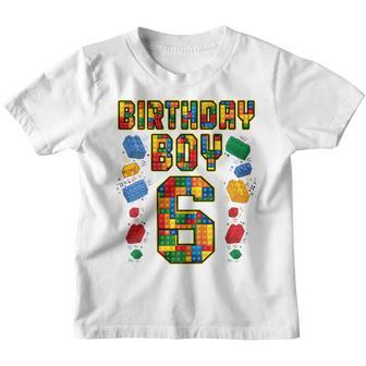 Kids 6Th Birthday Master Builder 6 Years Old Block Building Boys Youth T-shirt - Thegiftio UK