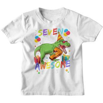 Kids 7 Year Old Dinosaur Awesome Since 2016 7Th Birthday Gift Boy Youth T-shirt - Thegiftio UK