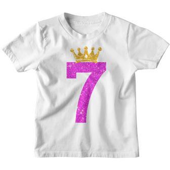 Kids 7 Year Old Gifts 7Th Birthday Girl Ns Golden Crown Funny Youth T-shirt - Thegiftio UK