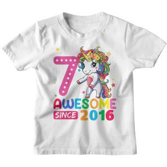Kids 7 Year Old Unicorn Flossing 7Th Birthday Girl Unicorn Party Youth T-shirt - Thegiftio UK