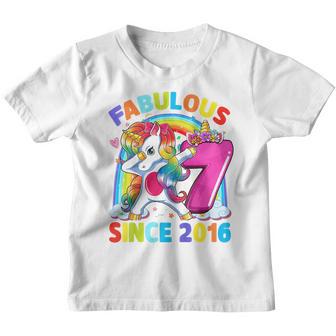 Kids 7 Years Old 7Th Birthday Unicorn Dabbing Birthday Girl Party Youth T-shirt - Thegiftio UK