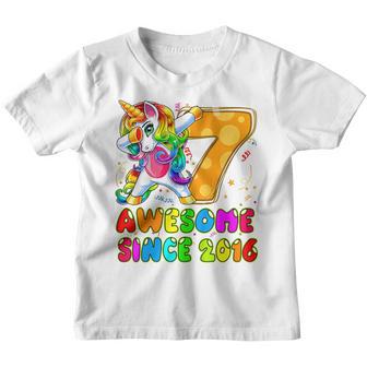 Kids 7 Years Old Unicorn Flossing 7Th Birthday Girl Unicorn Party Youth T-shirt - Thegiftio UK
