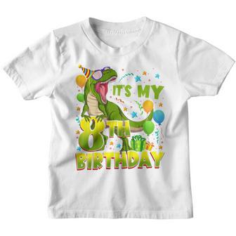 Kids 8 Year Dinosaur Its My 8Th Birthday Happy T-Rex Bday Boy Youth T-shirt - Thegiftio UK