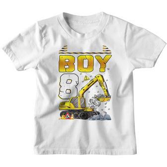 Kids 8 Year Old Vehicles Construction Excavator Birthday 8Th Youth T-shirt - Thegiftio UK
