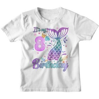 Kids 8Th Birthday Gifts 8 Years Old Birthday Girl Gifts Mermaid Youth T-shirt - Thegiftio UK