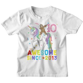 Kids 9 Year Old Dab Sloth Riding Unicorn 2013 9Th Birthday Girl Youth T-shirt - Thegiftio UK