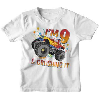 Kids 9 Year Old Gift Im 9 Monster Truck 9Th Birthday Boy Youth T-shirt - Thegiftio UK