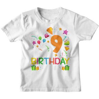 Kids 9Th Birthday Gift Happy Birthday Boy Girls Kids 9 Years Old Youth T-shirt - Thegiftio UK
