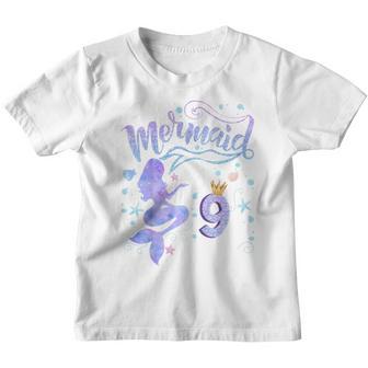 Kids 9Th Birthday Gift This Mermaid Is 9 Girl Gift 9 Year Old Youth T-shirt - Thegiftio UK