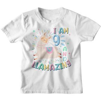 Kids 9Th Birthday I Am 9 Years Old And Llamazing Llama Girl Ns V3 Youth T-shirt - Thegiftio UK