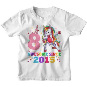 Kids Awesome Since 2015 Dabbing Unicorn 8Th Birthday 8 Year Old V2 Youth T-shirt - Thegiftio UK