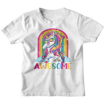 Kids Awesome Since 2017 6Th Birthday 6 Year Old Dabbing Unicorn Youth T-shirt - Thegiftio UK