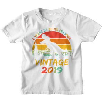 Kids Awesome Since 2019 4 Year Old Gift 4Th Birthday Boy Dinosaur Youth T-shirt - Thegiftio UK