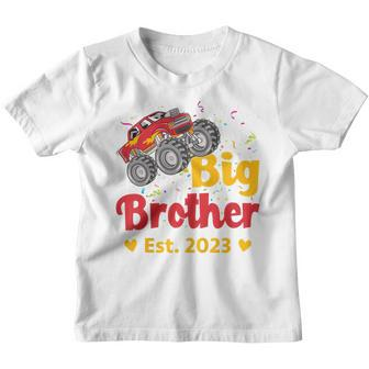 Kids Big Brother Est 2023 Monster Truck Baby Announcement Youth T-shirt | Mazezy