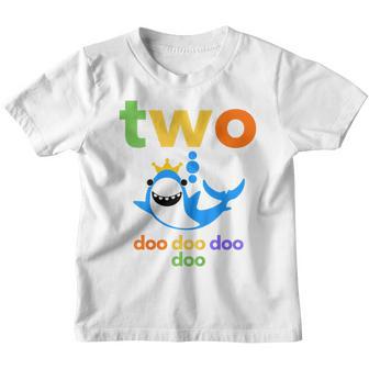Kids Birthday Boy 2 Year Old Two Colorful Happy Shark Youth T-shirt - Thegiftio UK