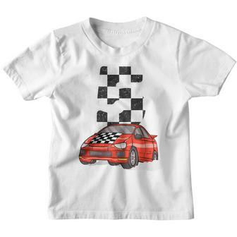 Kids Birthday Boy 5 Five Race Car 5Th Birthday Racing Car Flag Youth T-shirt | Mazezy
