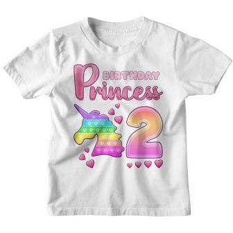 Kids Birthday Girl 2 Year Old Unicorn Pop-It Fidget Popper Youth T-shirt - Thegiftio UK
