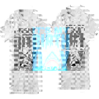 Kids Blue Shark Birthday Shark Bite Its My Birthday Girls Boys Youth T-shirt | Mazezy