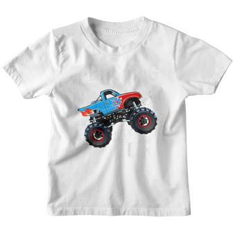Kids Boy 4Th Birthday Turning 4 Monster Truck Four Year Old Youth T-shirt - Thegiftio UK