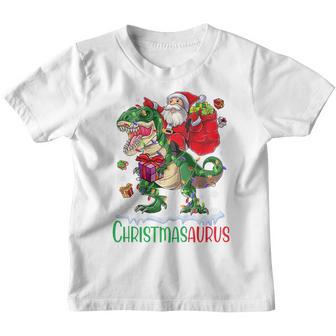 Kids Christmas Santa Riding Dinosaur Christmasaurus Toddler Boys Youth T-shirt - Thegiftio UK