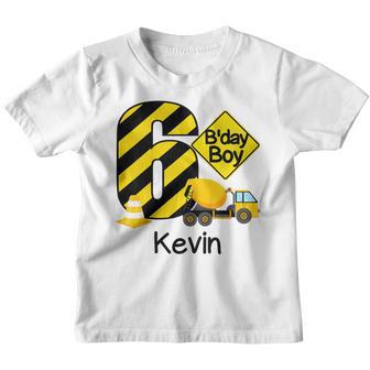 Kids Construction 6Th Birthday Kevin Boys 6 Years Old Party Youth T-shirt - Thegiftio UK