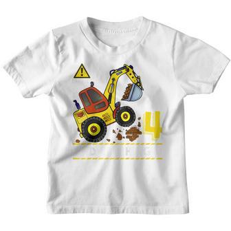 Kids Construction Truck 4Th Birthday 4 Years Old Digger Builder Youth T-shirt - Thegiftio UK