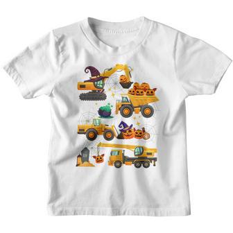 Kids Construction Vehicle Halloween Crane Truck Pumpkin Boys Kids V5 Youth T-shirt - Thegiftio UK