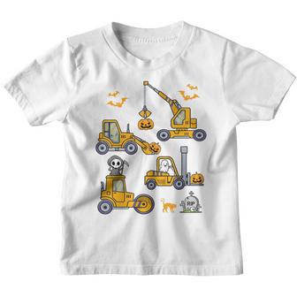 Kids Construction Vehicle Halloween Crane Truck Pumpkin Boys Kids V6 Youth T-shirt - Thegiftio UK