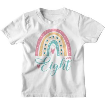 Kids Cute 8Th Birthday 8 Eight Hearts Rainbow 8 Years Old Bday Youth T-shirt - Thegiftio UK