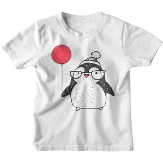 Kids Cute Christmas Baby Penguin Red Balloon Eyeglasses Youth T-shirt - Thegiftio UK