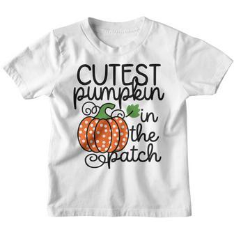 Kids Cutest Pumpkin In The Patch Baby Girl Toddler Fall Halloween Youth T-shirt - Thegiftio UK