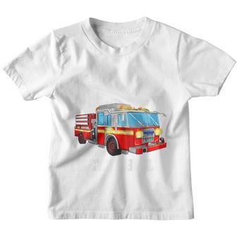 Kids Fire Truck 2Nd Birthday Boy 2 Year Old Toddler Firefighter Youth T-shirt - Seseable