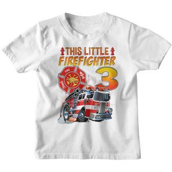 Kids Fire Truck 3Rd Birthday Boy Firefighter 3 Year Old V3 Youth T-shirt - Thegiftio UK
