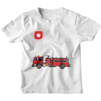 Kids Fire Truck 4Th Birthday Boy Party 4 Year Old Firefighter Youth T-shirt | Mazezy AU
