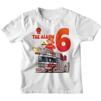 Kids Fire Truck 6 Year Old Firefighter 6Th Birthday Boy Toddler Youth T-shirt - Thegiftio UK