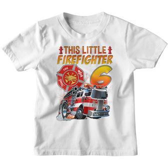 Kids Fire Truck 6Th Birthday Boy Firefighter 6 Year Old V3 Youth T-shirt - Thegiftio UK