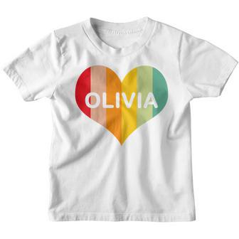 Kids Girls Olivia Retro Vintage Heart Name Youth T-shirt - Thegiftio UK
