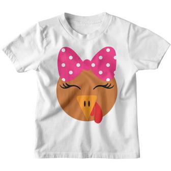 Kids Girls Turkey With Bow For Toddler Thanksgiving Baby Youth T-shirt - Thegiftio UK