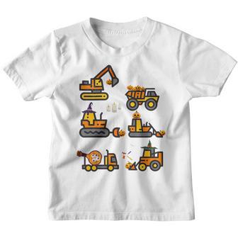Kids Halloween Construction Vehicle Crane Truck Pumpkin Boys Kid Youth T-shirt - Thegiftio UK