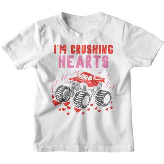 Kids I Crush Hearts Monster Truck Toddler Boys Valentines Day V2 Youth T-shirt - Thegiftio UK