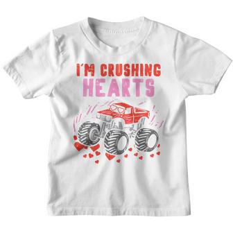 Kids I Crush Hearts Monster Truck Toddler Boys Valentines Day Youth T-shirt - Thegiftio UK