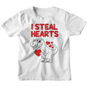 Kids I Steal Hearts T Rex Dino Valentines Day Toddler Boys Kids Youth T-shirt - Thegiftio UK