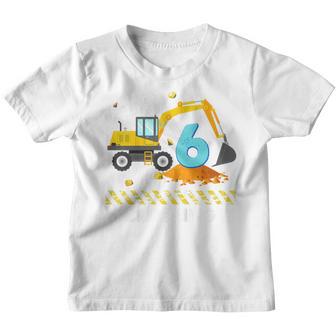 Kids Im 6 And Crushing It 6 Years Boys 6Th Birthday Excavator Youth T-shirt - Thegiftio UK