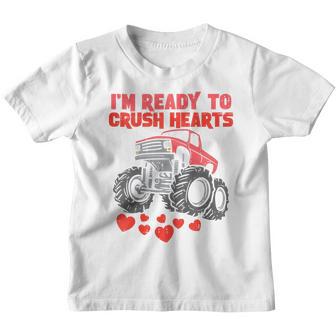 Kids Im Ready To Crush Hearts Monster Truck Boys Valentines Day Youth T-shirt - Thegiftio UK