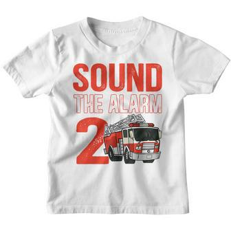 Kids Kids 2Nd Birthday Firetruck 2 Year Old Fire Fighter Birthday Youth T-shirt - Seseable