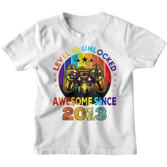 Kids Level 10 Unlocked Awesome 2013 Video Game 10Th Birthday Gift Youth T-shirt - Thegiftio UK