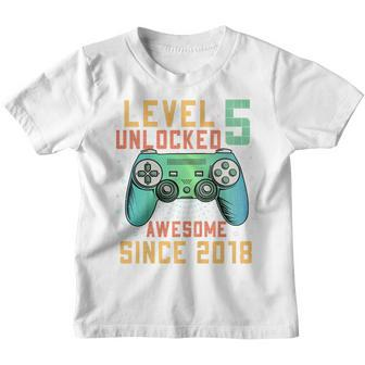 Kids Level 5 Unlocked 5Th Birthday 5 Year Old Boy Gifts Gamer Youth T-shirt | Mazezy