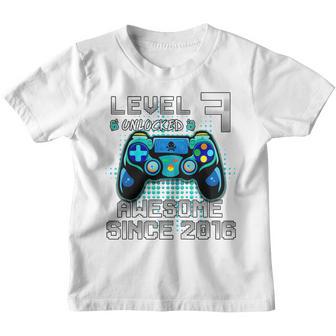 Kids Level 7 Unlocked Awesome Since 2016 7Th Birthday Boys Gifts Youth T-shirt - Thegiftio UK