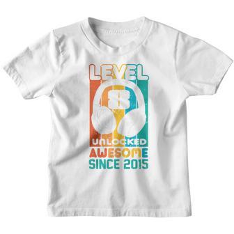 Kids Level 8 Unlocked Awesome Since 2015 Video Game Birthday Boy Youth T-shirt - Thegiftio UK